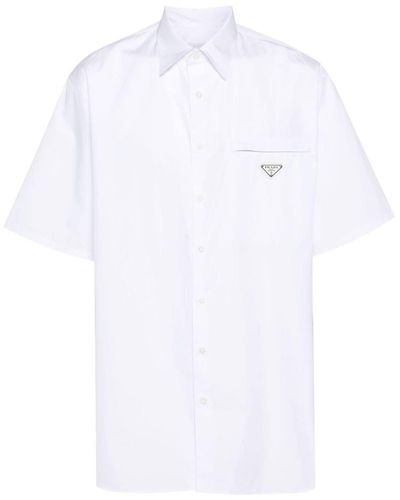 Prada Triangle Enamel Logo Shirt - White