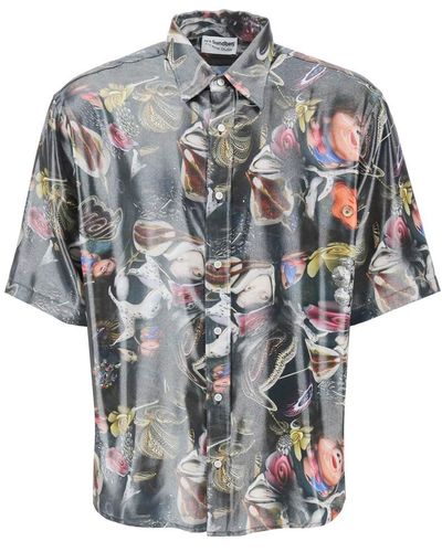 Acne Studios Short-sleeved Shirt With Print For B - Grey