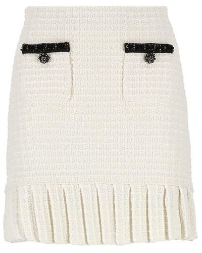 Self-Portrait Textured Knit Mini Skirt - White