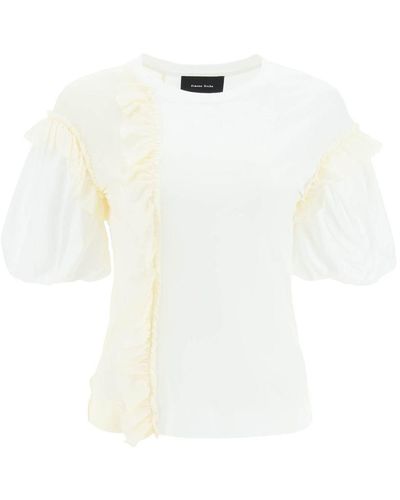 Simone Rocha Imone Rocha Ruffled Jersey And Organdie T-shirt - White
