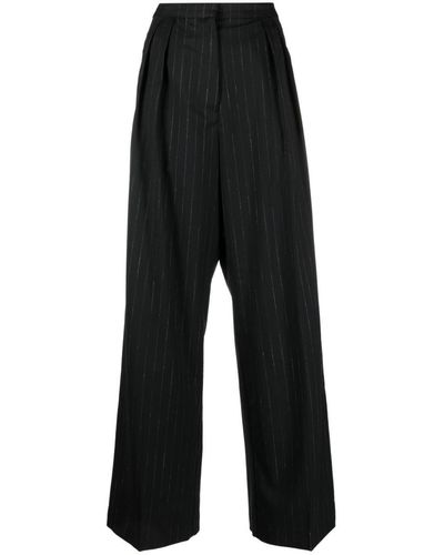 Rohe Wide Leg Pinstripe Trousers Clothing - Black