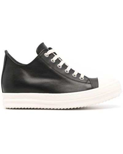 Rick Owens Toe-cap Leather Low-top Trainers - Black