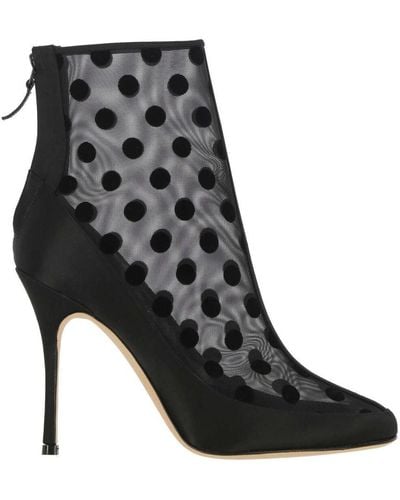 Manolo Blahnik Mukinka Fabio Mesh Ankle Boots - Black