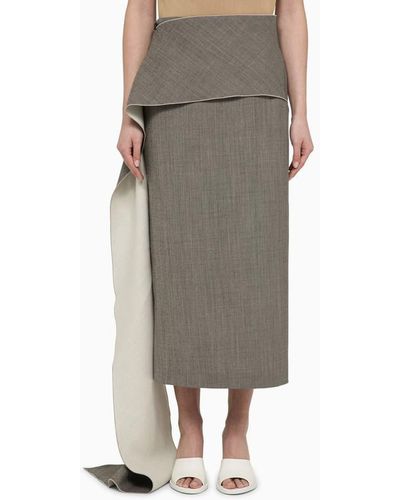 The Row Wool Skirt With Side Train - Grey