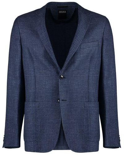 Zegna Single-breasted Two-button Blazer - Blue