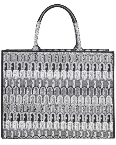Furla Shopping Bag Opportunity L In Jacquard Fabric - Metallic