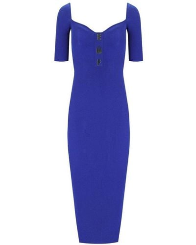 Elisabetta Franchi Knitted Midi Dress - Blue