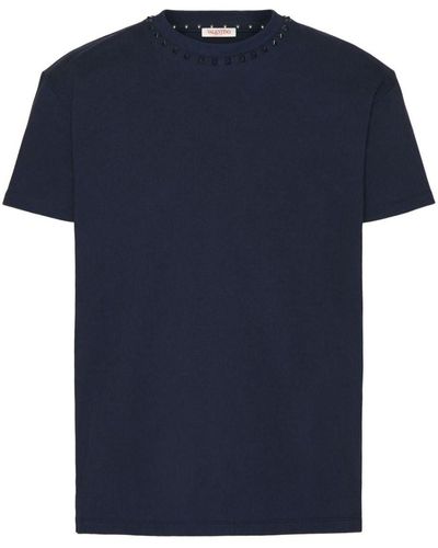 Valentino Garavani Untitled Studded Crew-neck T-shirt - Blue