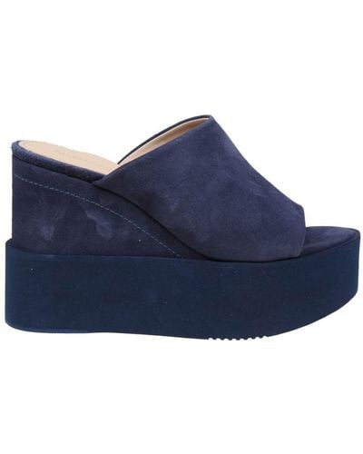 Paloma Barceló Suede Mules With Wedge - Blue