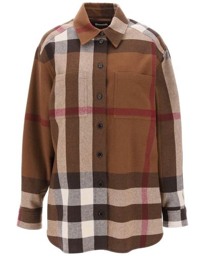 Burberry Wool-cotton Flannel Check Shirt - Brown