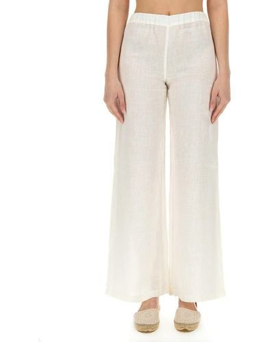 120% Lino Wide Leg Trousers - Natural