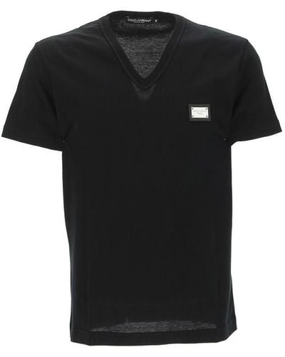 Dolce & Gabbana T-Shirt V-Neck T-Shirt - Black