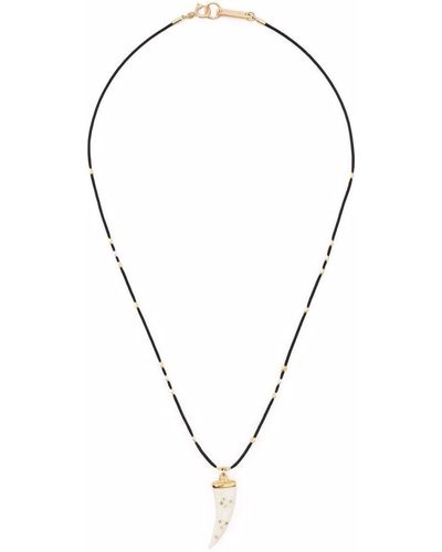 Isabel Marant Woman's Black Rope Necklace With Buffalo Horn Pendant - Blue