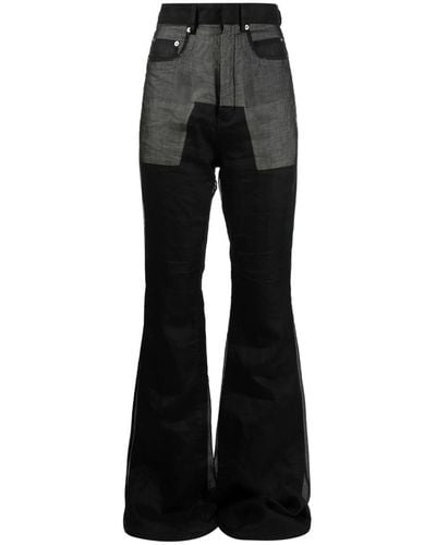 Rick Owens Bolan Flared High-Waisted Jeans - Black