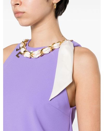 Elisabetta Franchi Shift Crepe Mini Dress - Purple