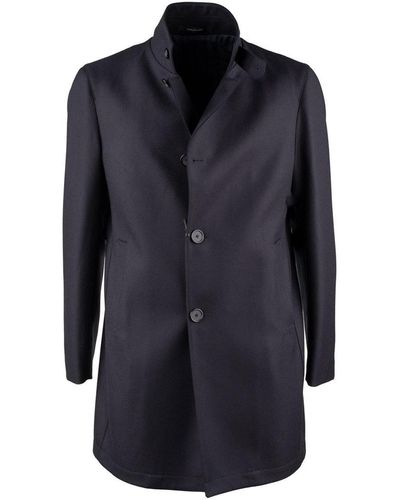 Tagliatore Blue Wool Coat