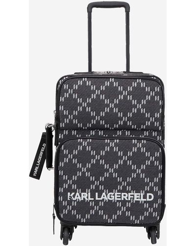 Karl Lagerfeld Logo Printed Trolley Case - Black