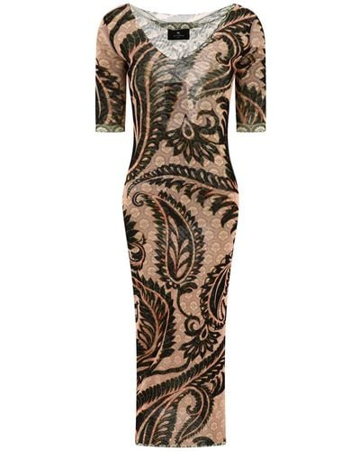 Etro Printed Tulle Dress - Metallic