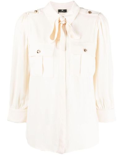 Elisabetta Franchi Attached Scarf Shirt - White