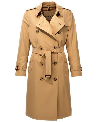 Burberry Kensington Coats, Trench Coats - Natural