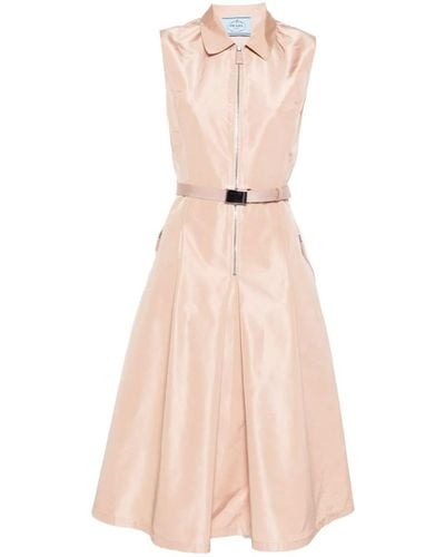 Prada Belted-Waist Midi Dress - Pink