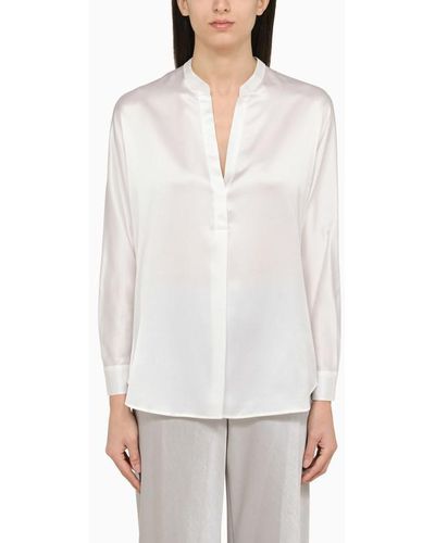 Vince White Silk Blouse