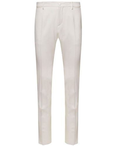 Dolce & Gabbana Slim Pants With Covered Button - Gray