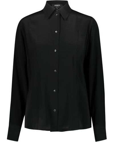 Rochas Classic Shirt In Crepe De Chine Clothing - Black