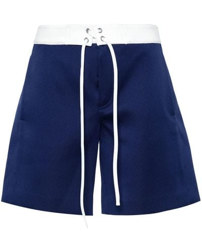 Miu Miu Logo-patch Felted Shorts - Blue
