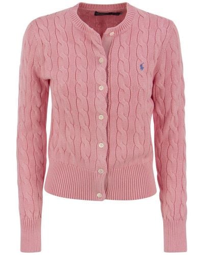 Ralph Lauren Cotton Cable-Knit Cardigan - Pink