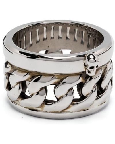 Alexander McQueen Chain-motif Band Ring - Metallic