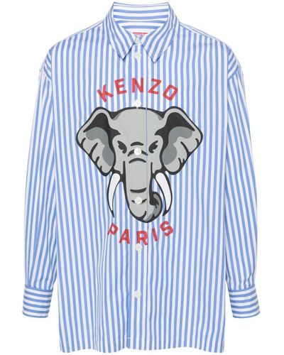 KENZO Elephant Striped Shirt - Blue