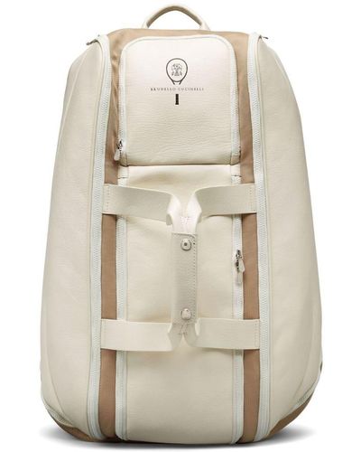 Brunello Cucinelli Leather And Nylon Tennis Backpack - White