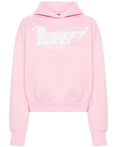 Gucci Sweet -print Cotton Hoodie - Pink