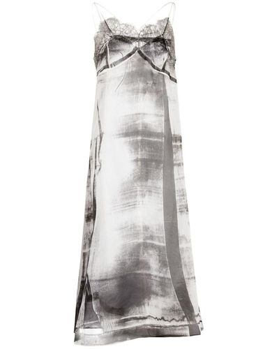 Maison Margiela Freeze-Frame Silk Midi Dress - Gray