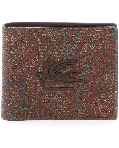 Etro Paisley Bifold Wallet With Pegaso Logo - Brown