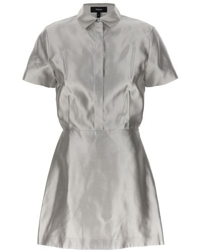 Theory Silk Mini Dress - Gray