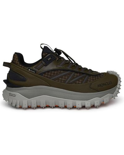 Moncler Trail Grip Sneakers In Green Polyamide - Black