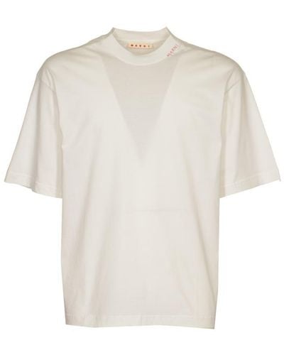 Marni Round Neck Cropped T-Shirt - White