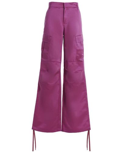 ANDAMANE Satin Cargo Pants - Purple