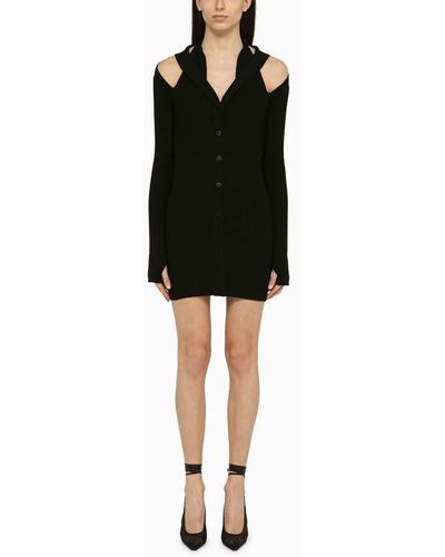 ANDREADAMO Ribbed Mini Dress With Cut-out - Black