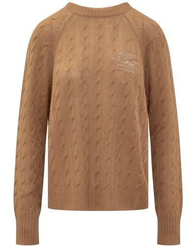 Etro Sweater With Pegasus - Brown