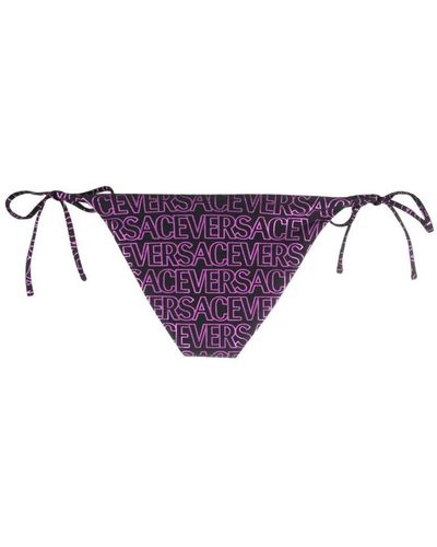 Versace Logo-print Bikini Bottoms - Purple