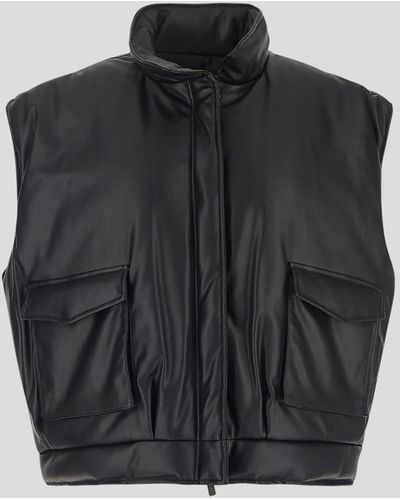 OMBRA MILANO Ombra Faux Leather Gilet - Black