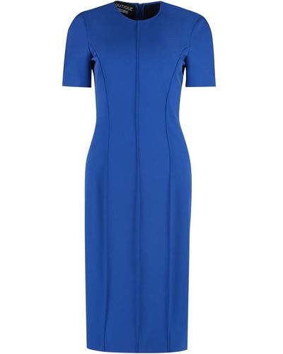 Boutique Moschino Midi Dress With Flared Hem - Blue