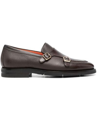Santoni Double-buckle Monk Shoes - Brown