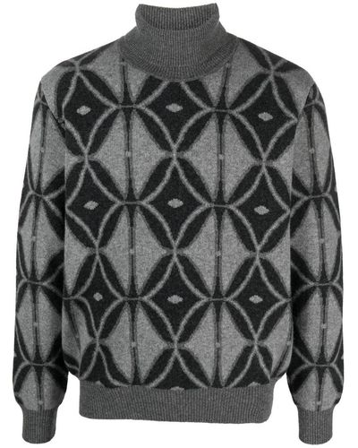 Etro Turtleneck Sweater With Inlay Motif - Gray