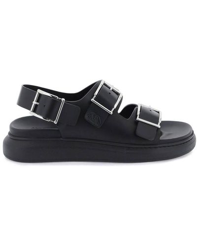 Alexander McQueen Leather Sandals With Maxi Buckles - Black