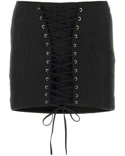 Alessandra Rich Lace-up Low-rise Mini Skirt - Black