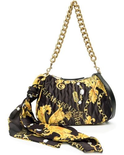 Versace Chain Couture-print Quilted Crossbody Bag - Metallic
